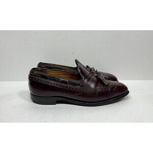 Royal Tweed Cheaney Church's Burgundy Leather Tassel Loafers Shoe Men's 9 C 9261